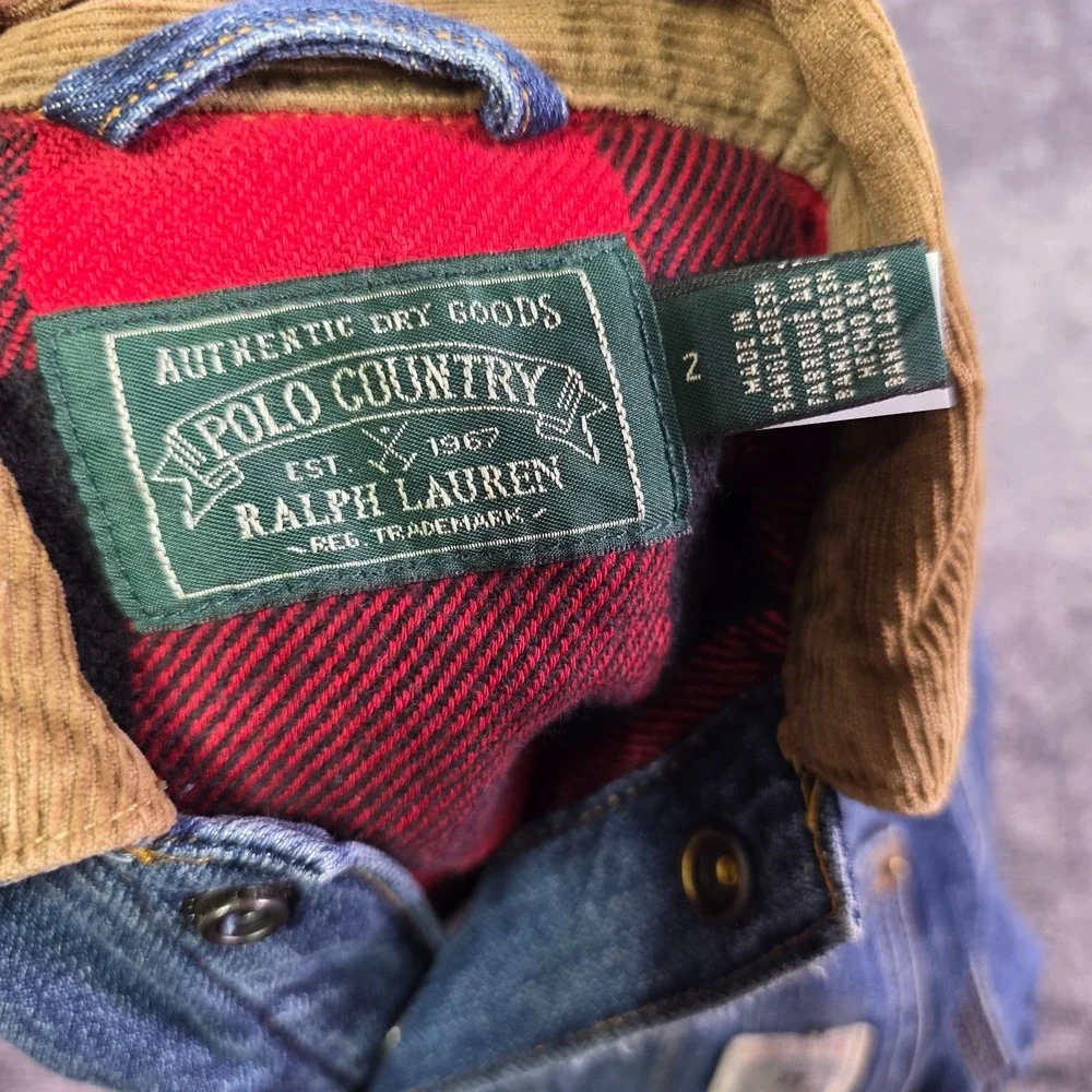 Ralph Lauren Polo Country Corduroy Collar Denim Jacket Kids Size 2 Unisex